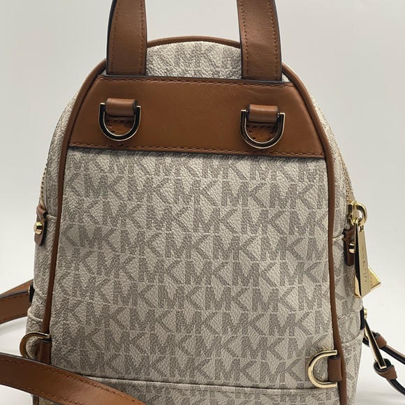 Michael Kors Mini Rhea Cream and Tan Backpack -like new (04) - Picture 11 of 12